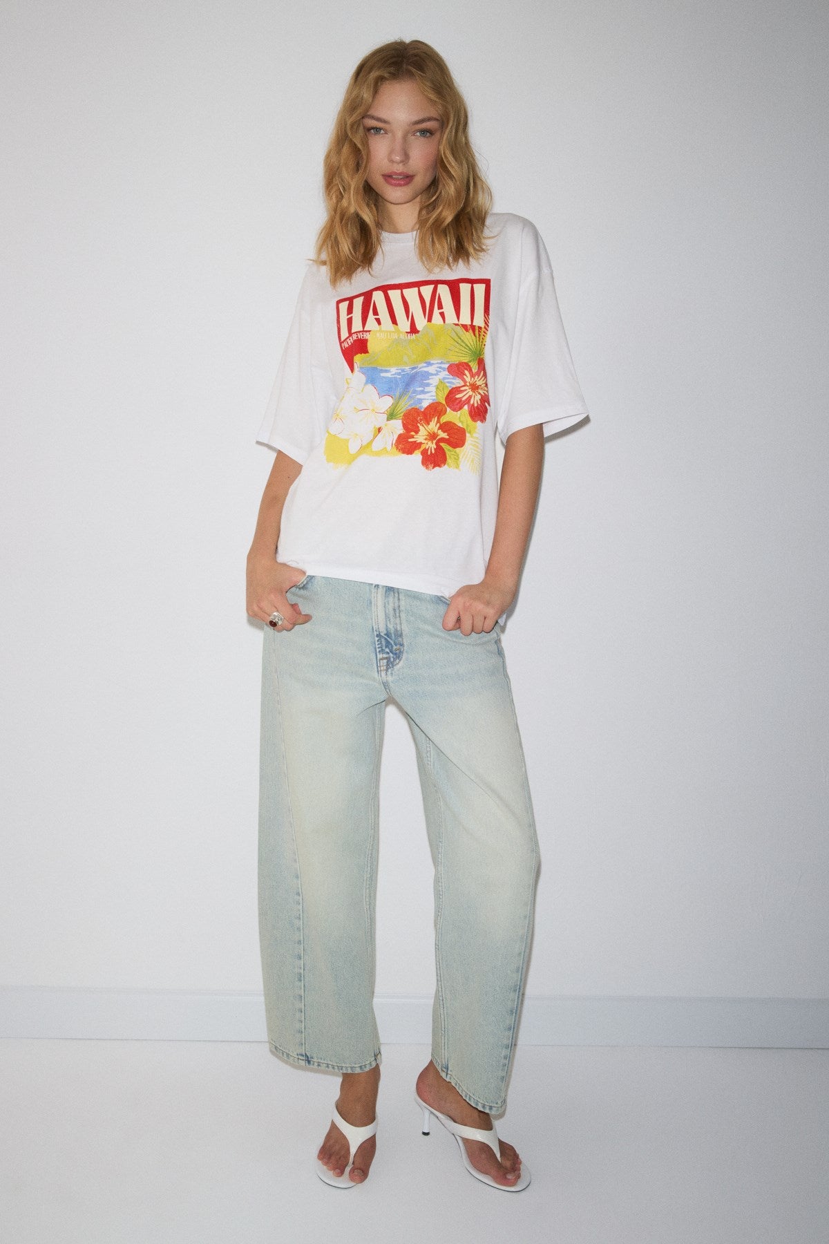 GRIMELANGE AMALFERA Bio-Baumwoll Grafik-Shirt Weiß