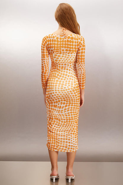 ANATOLA Damen Tüllkleid mit Punkten