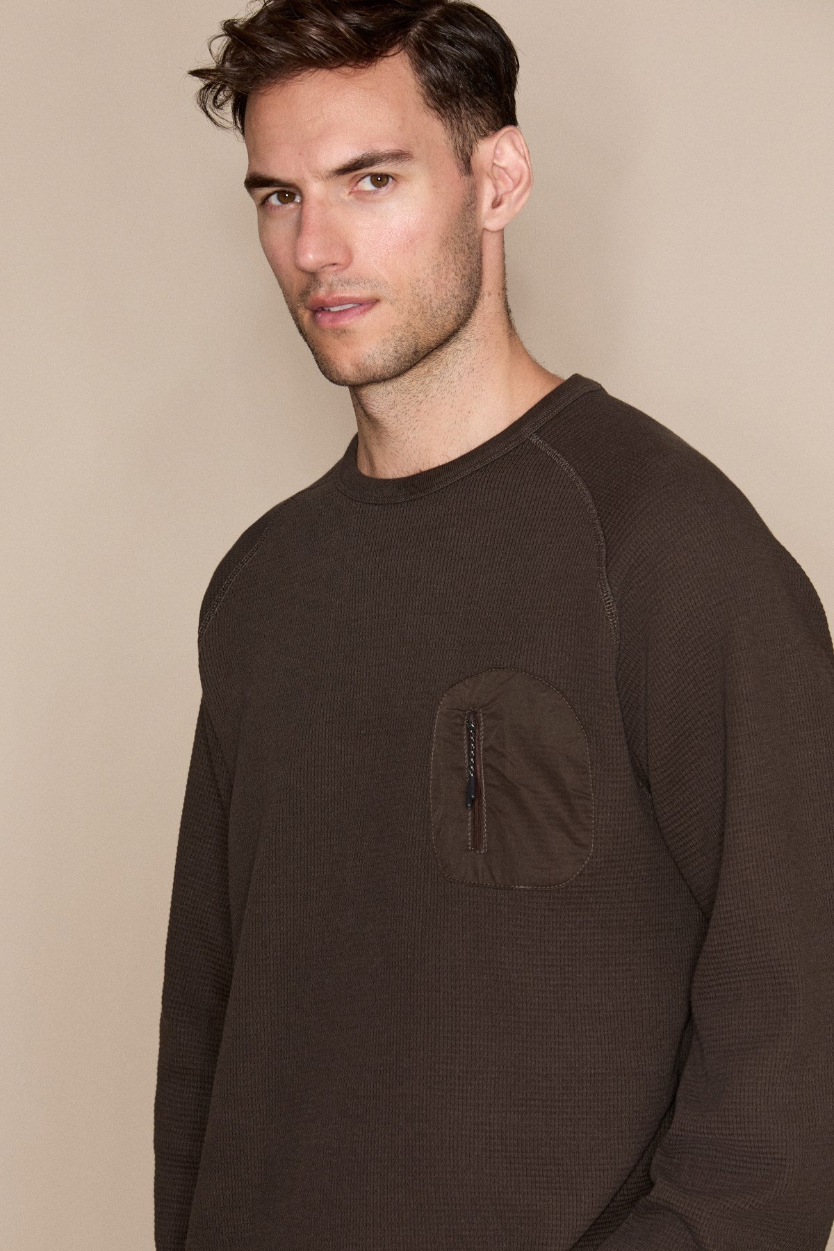 GRIMELANGE ANDES Herren Sweatshirt mit Tasche Acı Kahve