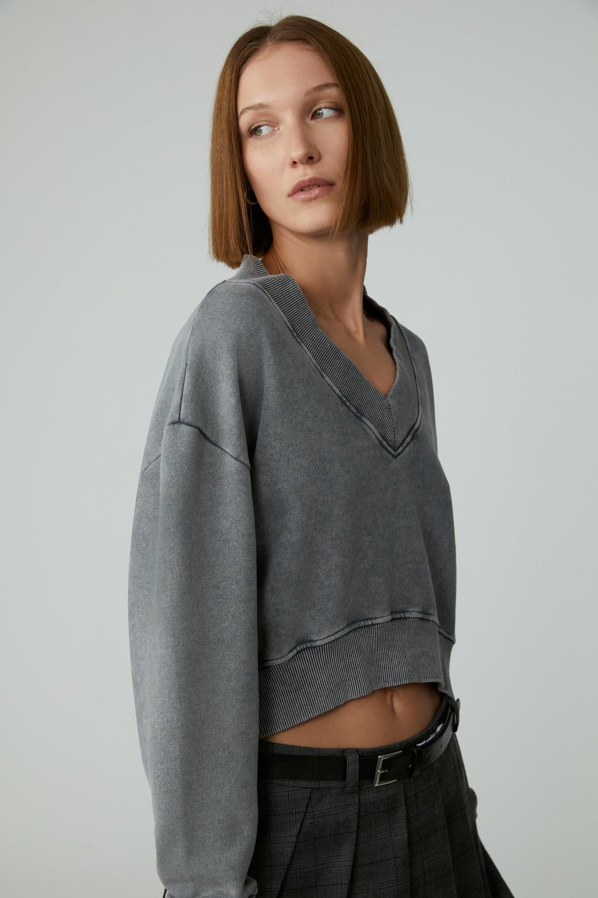 GRIMELANGE ANDREITA Damen Oversize Sweatshirt Hellgrau