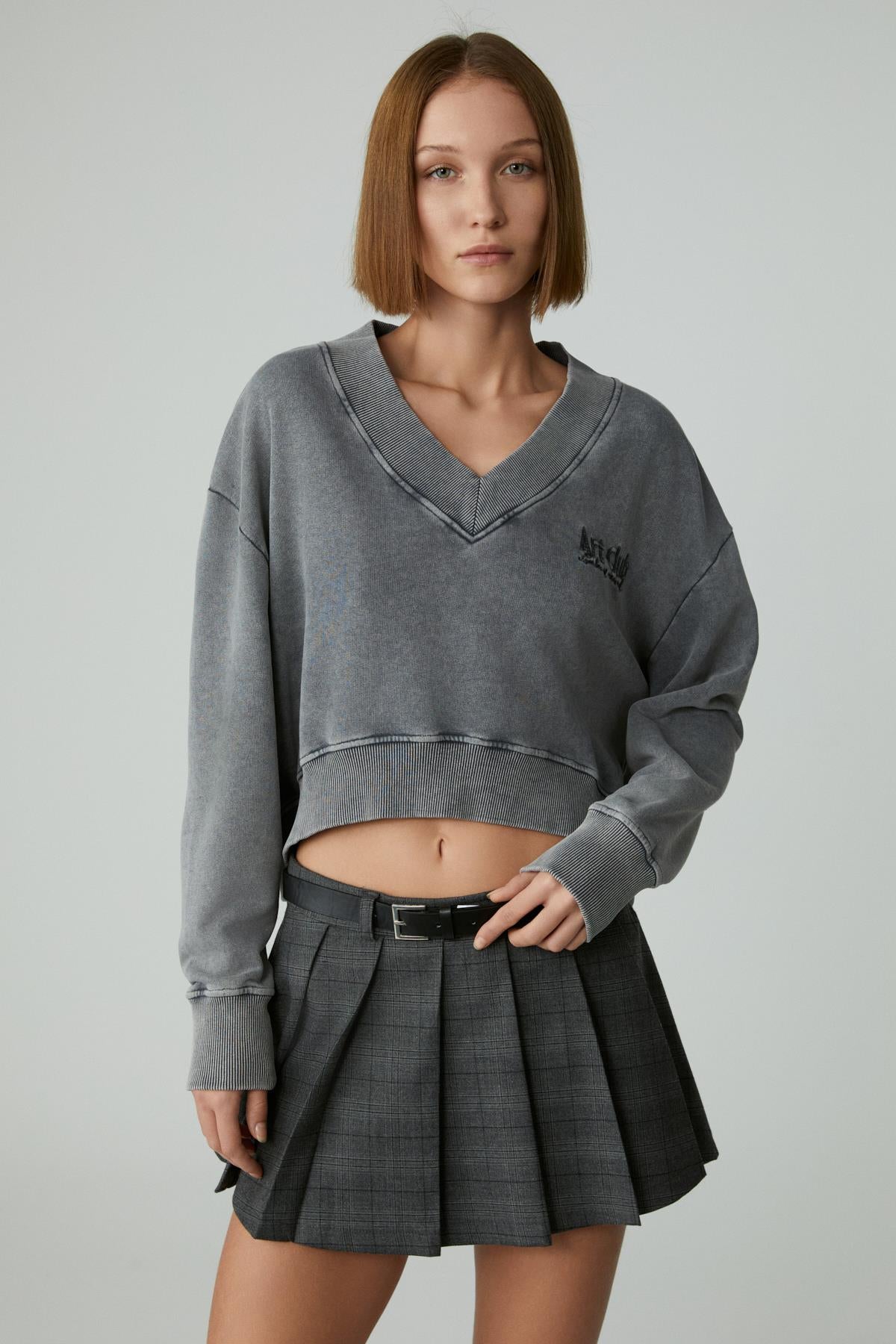 GRIMELANGE ANDREITA Damen Oversize Sweatshirt Hellgrau