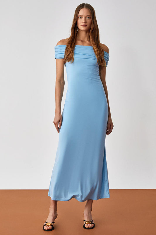 ANKALA Damen Carmen-Ausschnitt Kleid