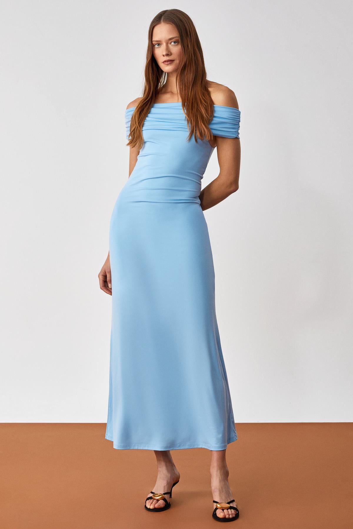 ANKALA Damen Carmen-Ausschnitt Kleid