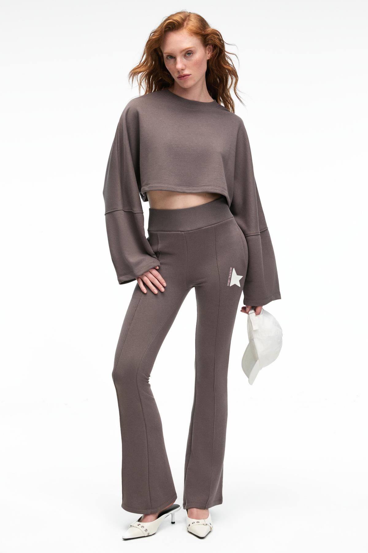 GRIMELANGE ANOUK Damen Crop Sweatshirt Baumwolle Anthrazit