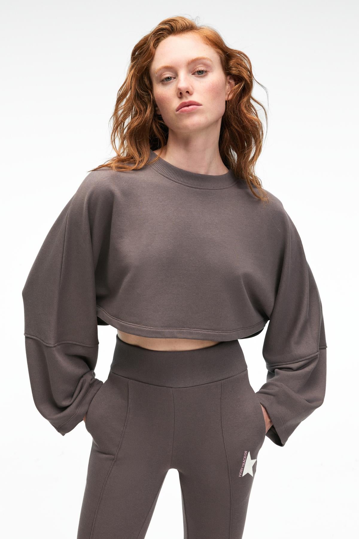 GRIMELANGE ANOUK Damen Crop Sweatshirt Baumwolle Anthrazit