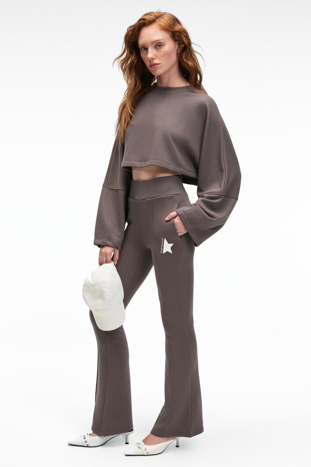 GRIMELANGE ANOUK Damen Crop Sweatshirt Baumwolle Anthrazit