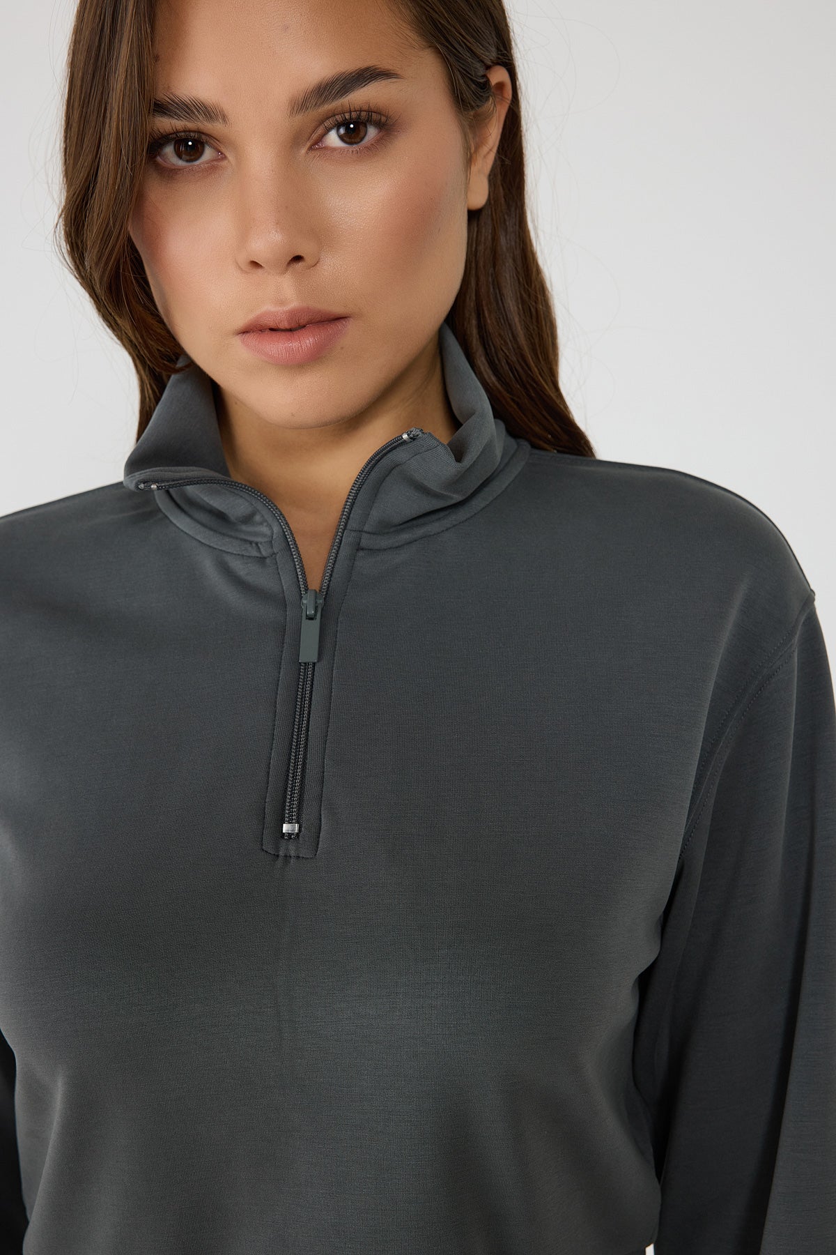 Crop-Sweatshirt mit Reißverschluss