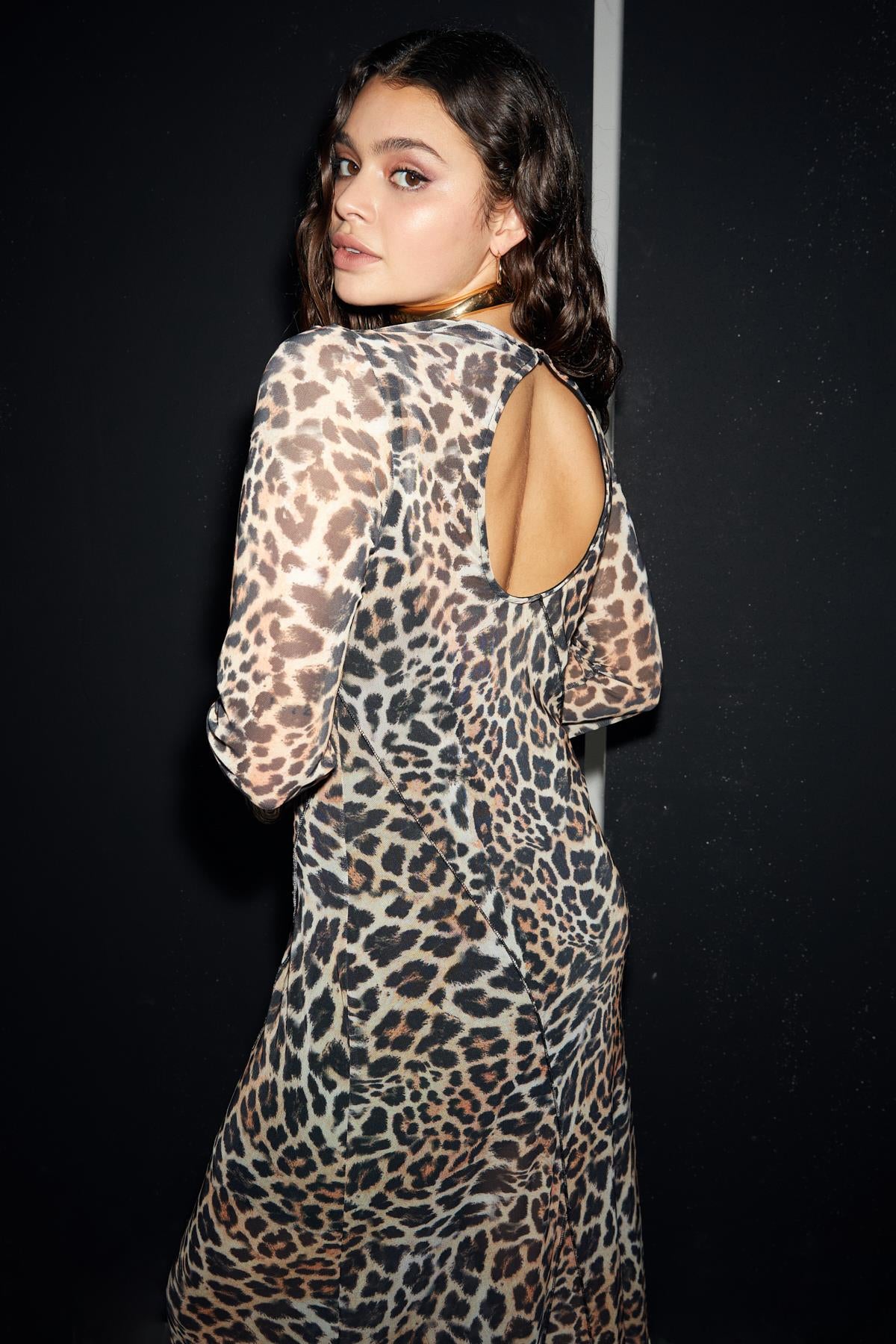 ETHIQUET ARIABB Damen Plus Size Tüllkleid Leopard