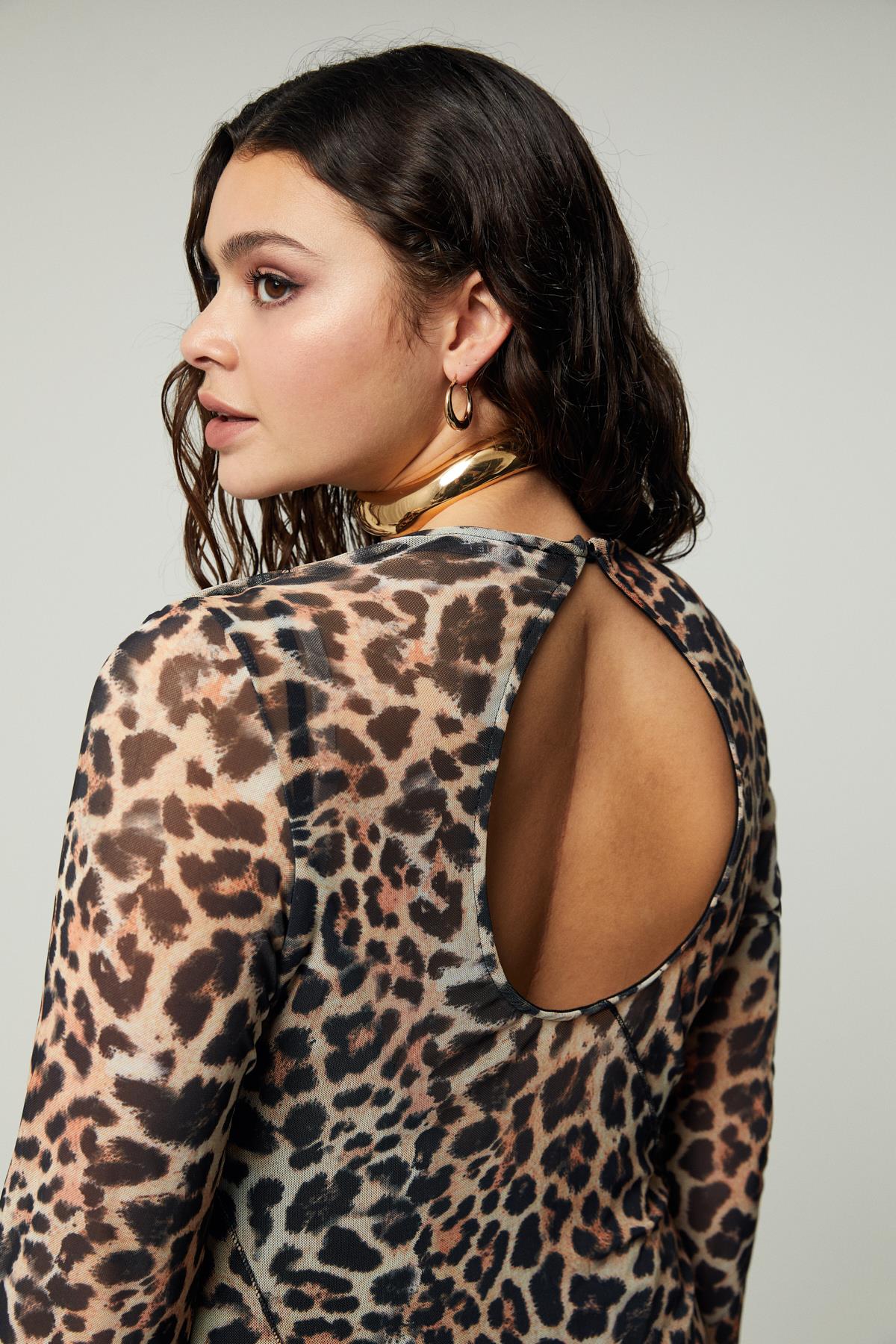 ETHIQUET ARIABB Damen Plus Size Tüllkleid Leopard