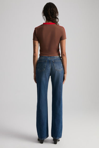 Damen Baumwoll-Cropshirt Stickerei