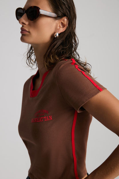 Damen Baumwoll-Cropshirt Stickerei