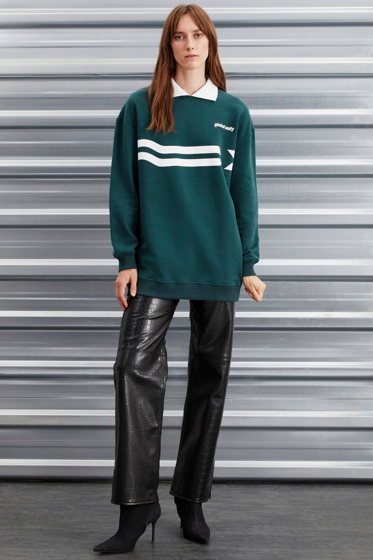 ETHIQUET Arlene Damen Rollkragen Sweatshirt Green
