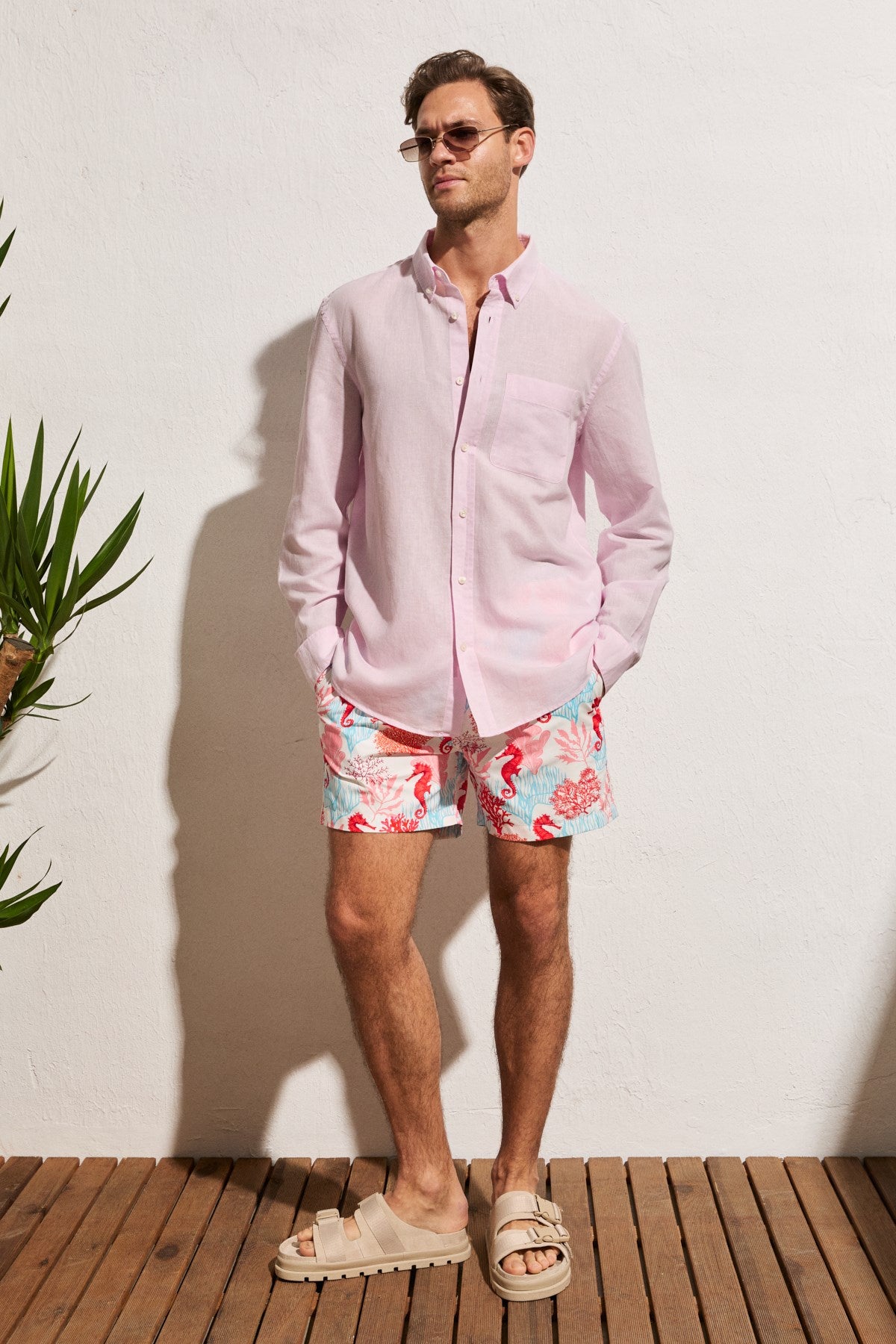 GRIMELANGE ARLES Herren Leinenmix-Hemd Rosa