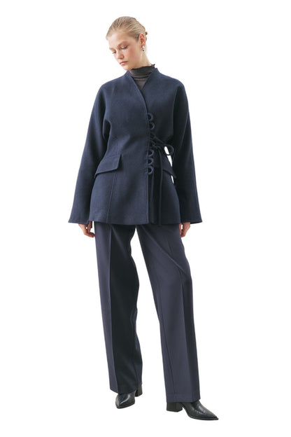 AROA Taillierter Mantel Marineblau