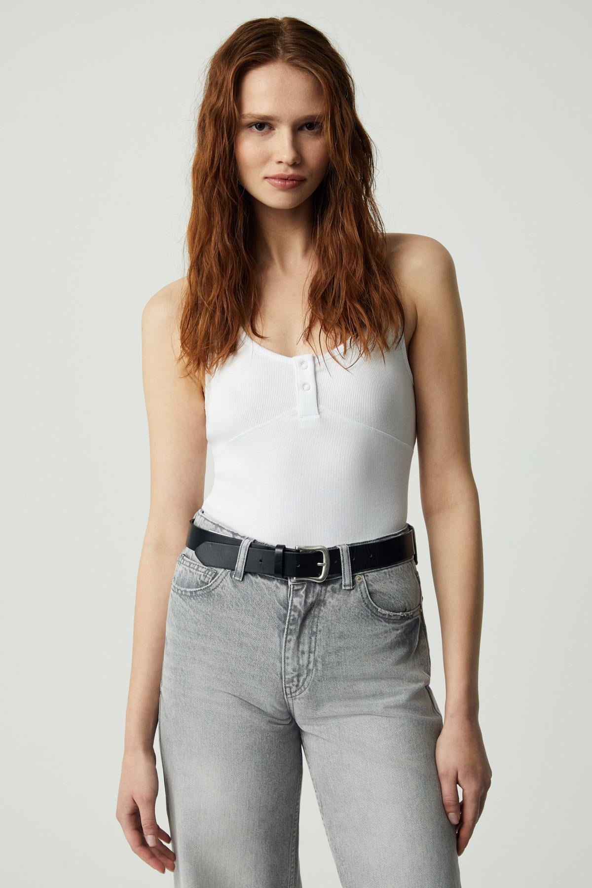 Damen Cut-Out Button-Top Weste