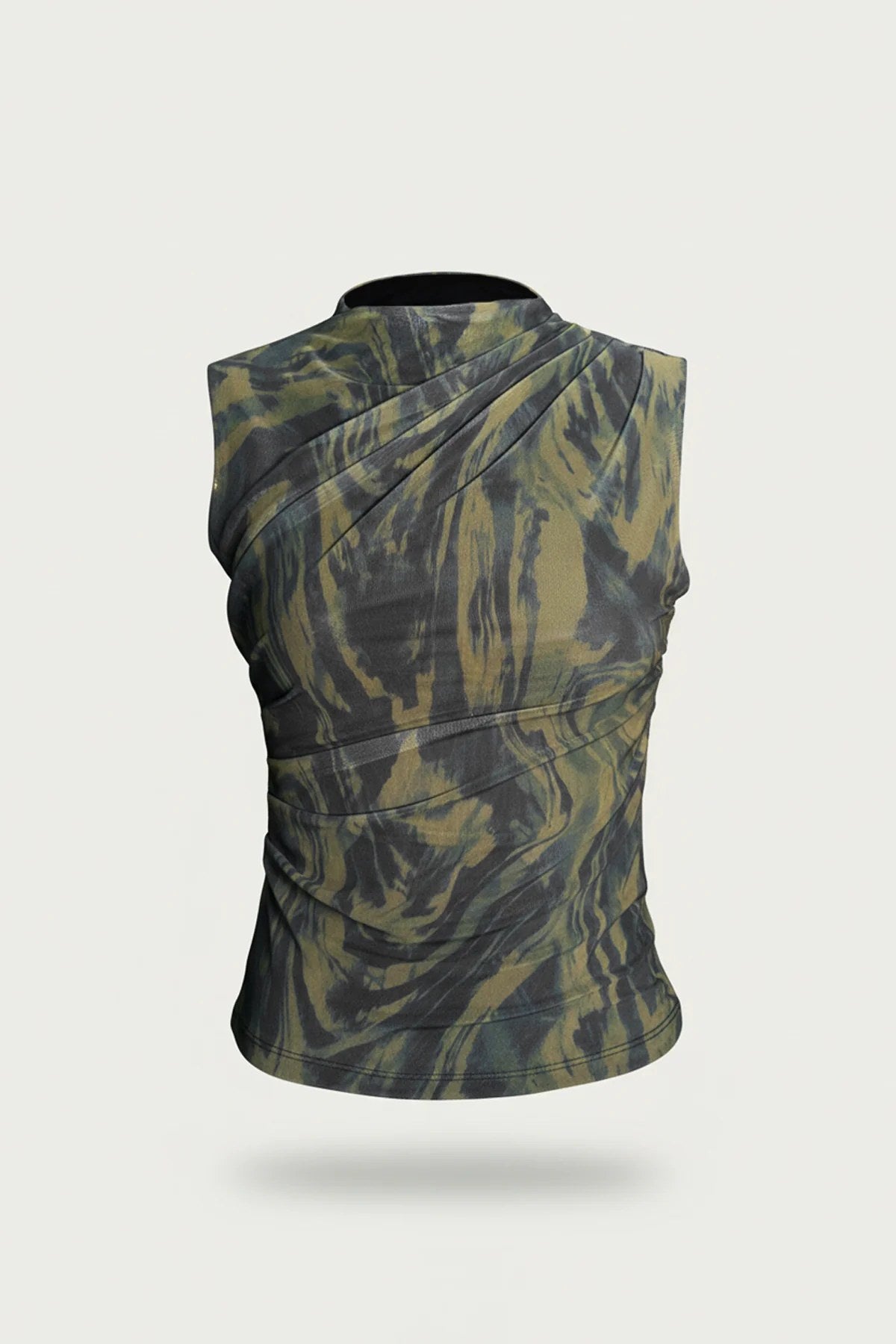 Drapierte ärmellose Tüllbluse
