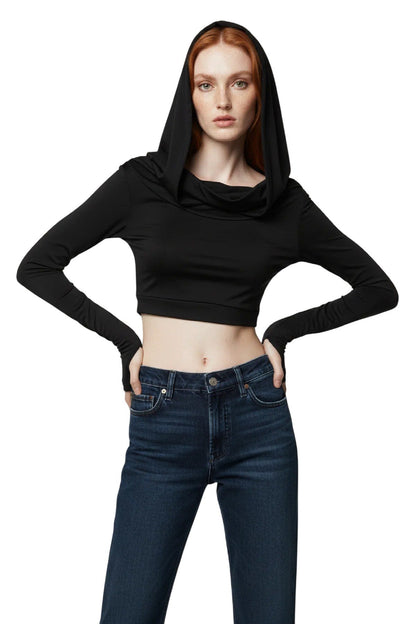 Crop-Bluse mit Kapuze