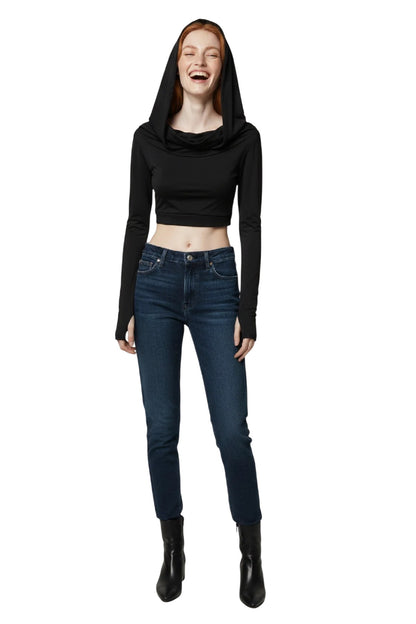 Crop-Bluse mit Kapuze