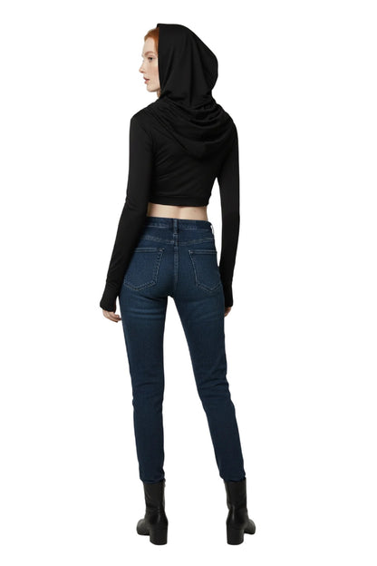 Crop-Bluse mit Kapuze
