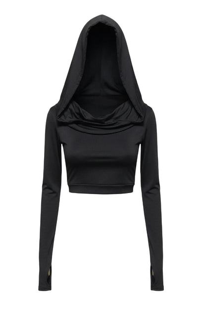 Crop-Bluse mit Kapuze