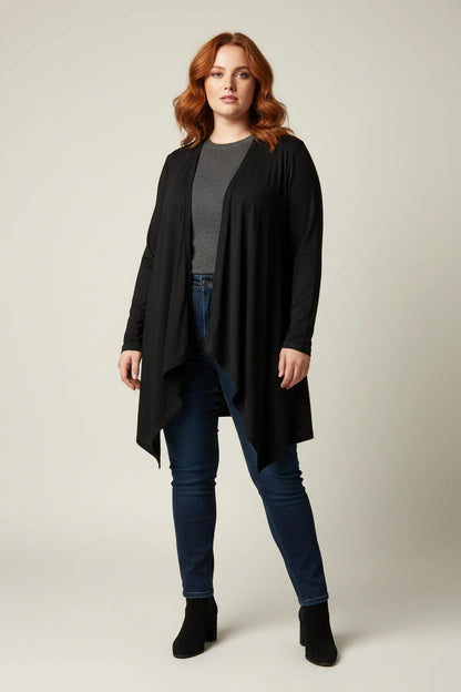 Asymmetrisch geschnittener, drapierter Cardigan