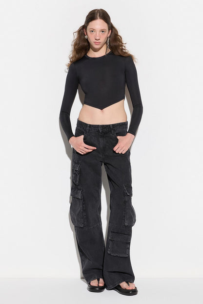 Langärmelige Crop-Bluse