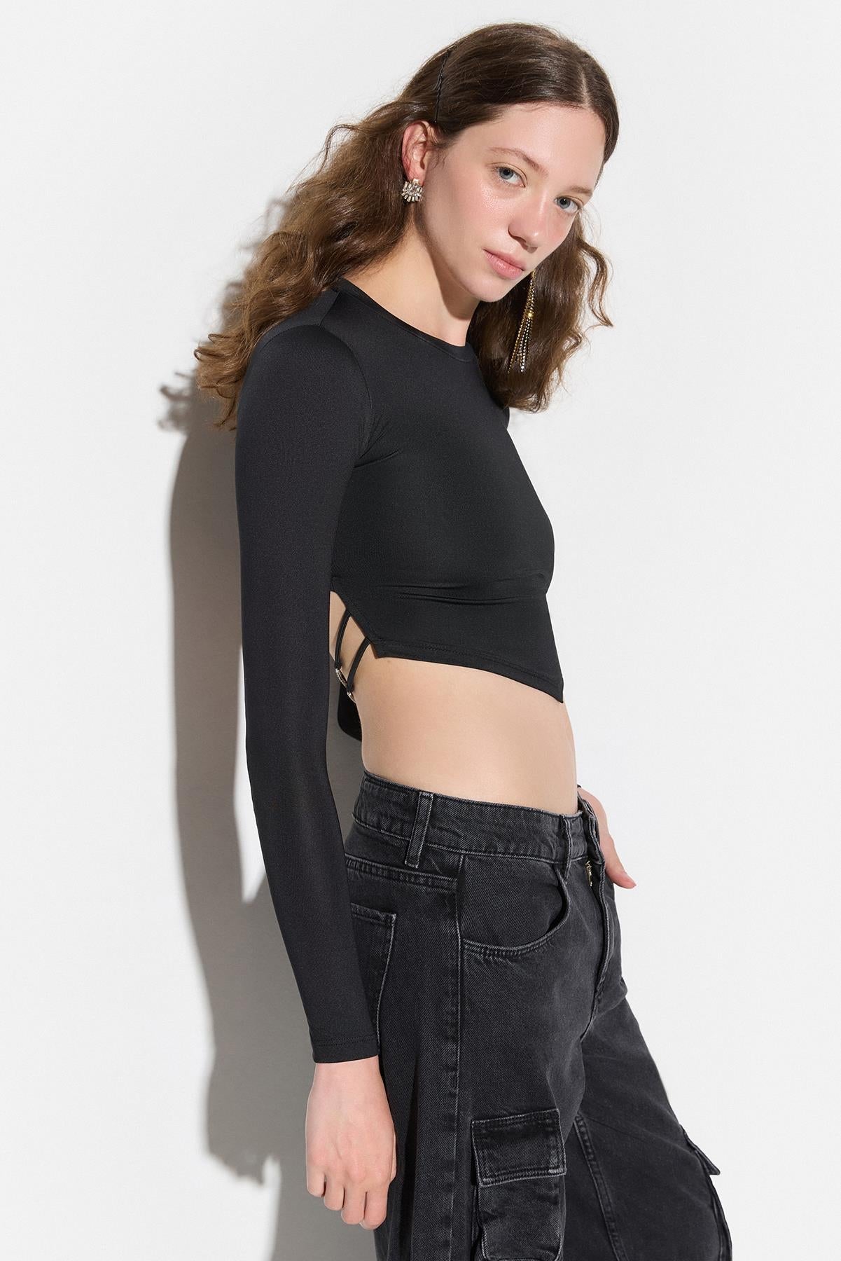 Langärmelige Crop-Bluse