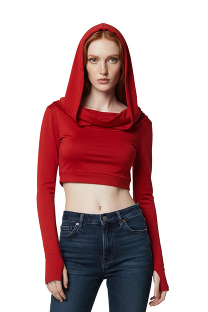 Crop-Bluse mit Kapuze