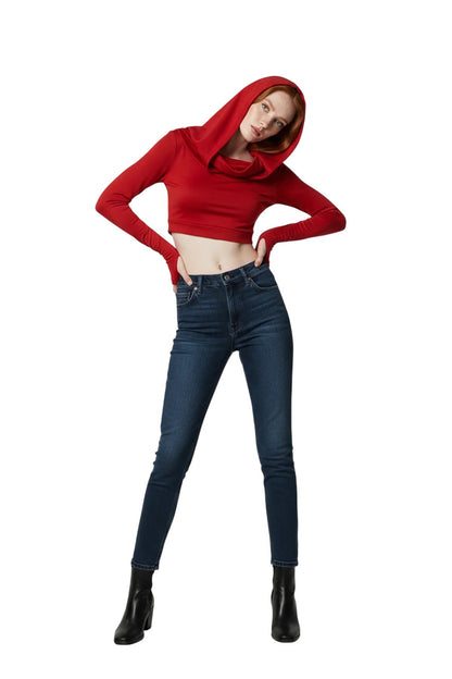 Crop-Bluse mit Kapuze