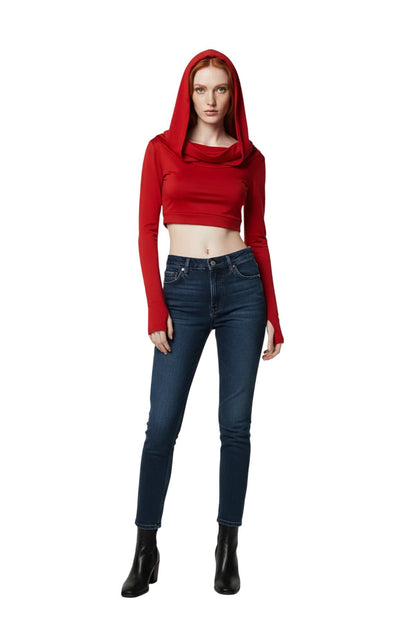 Crop-Bluse mit Kapuze