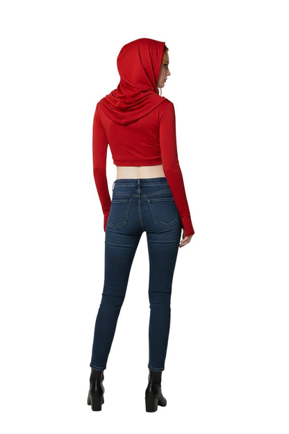 Crop-Bluse mit Kapuze