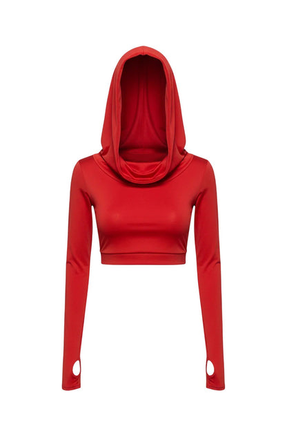 Crop-Bluse mit Kapuze