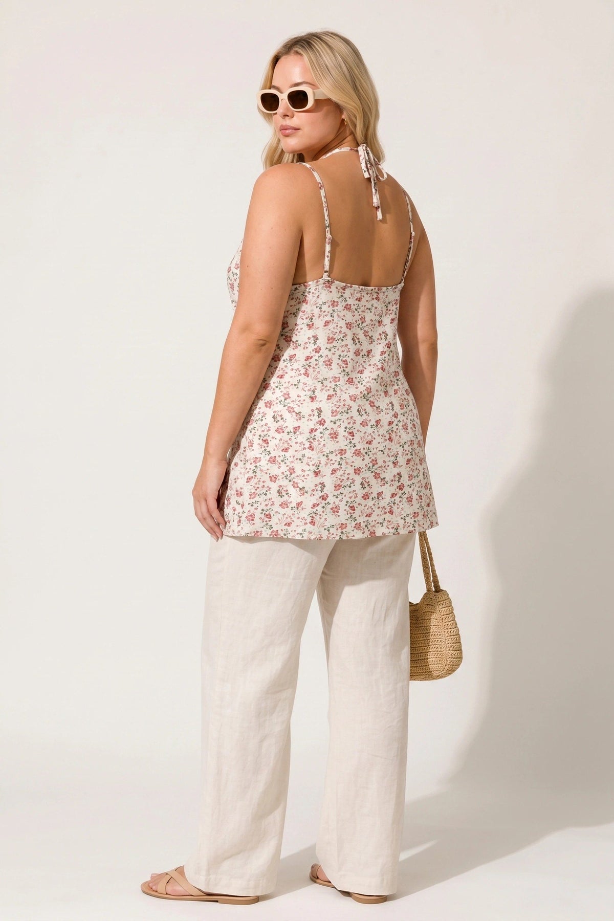 Blumenmuster Bluse mit Trägern