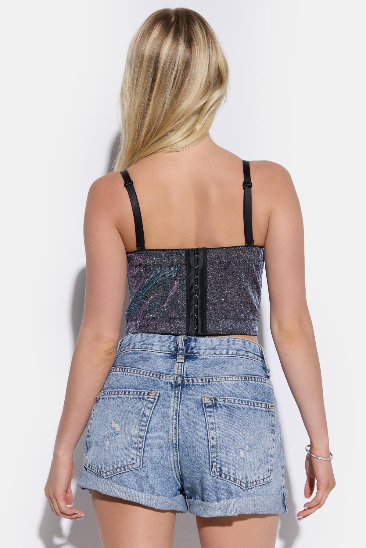 Trägerkorsett-Bustier mit funkelnden Verzierungen
