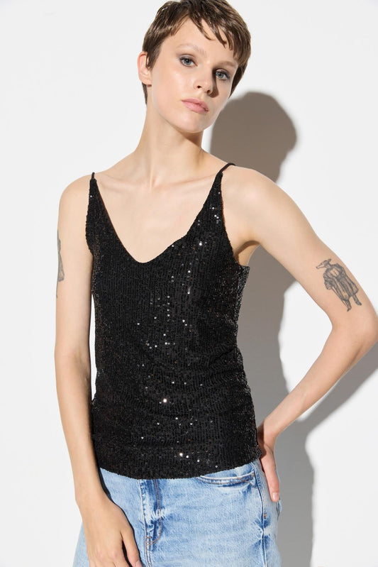 Paillettenbluse mit Trägern