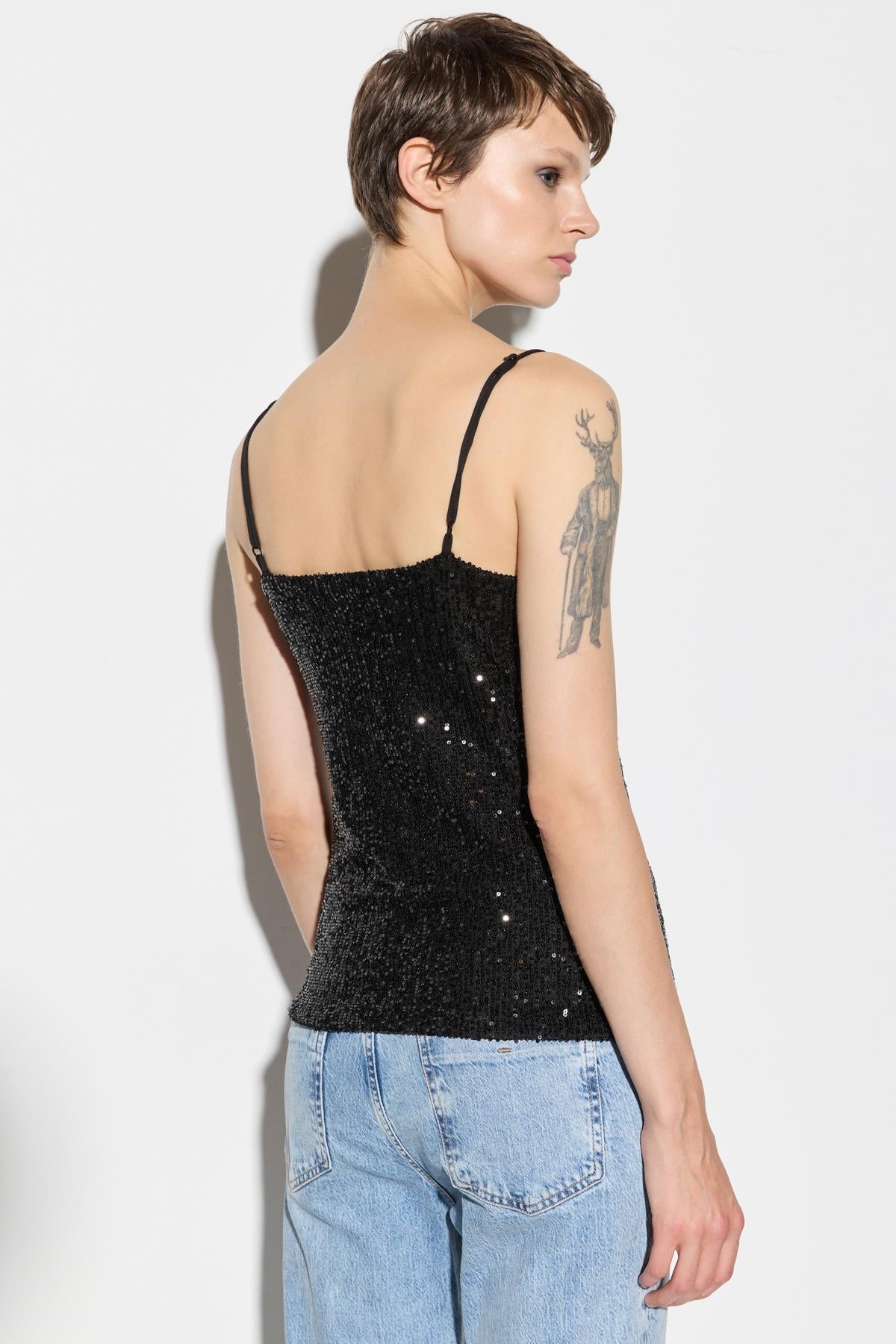 Paillettenbluse mit Trägern