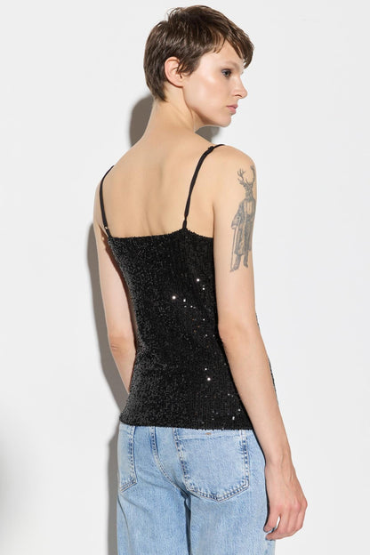 Paillettenbluse mit Trägern