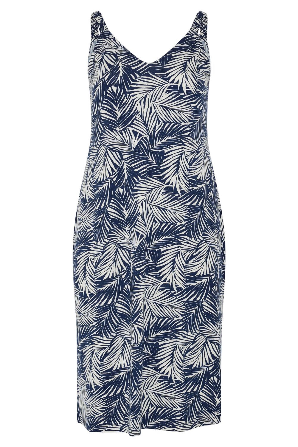 V-Ausschnitt Midi Kleid mit Druck und Träger
