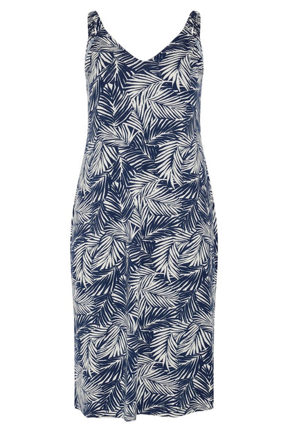 V-Ausschnitt Midi Kleid mit Druck und Träger