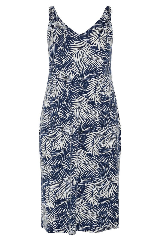 V-Ausschnitt Midi Kleid mit Druck und Träger