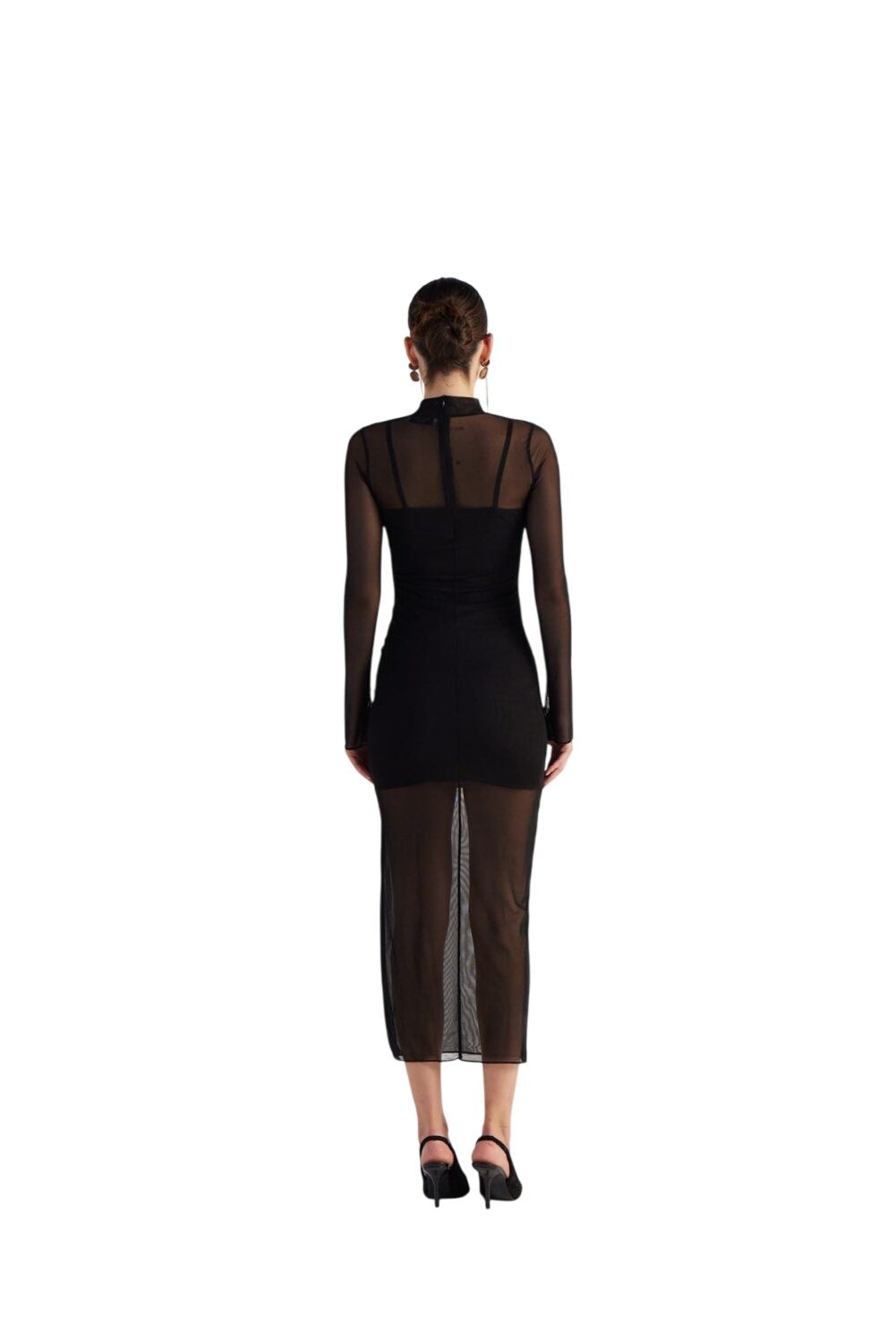Gefüttertes Halb-Turtleneck Tüllkleid
