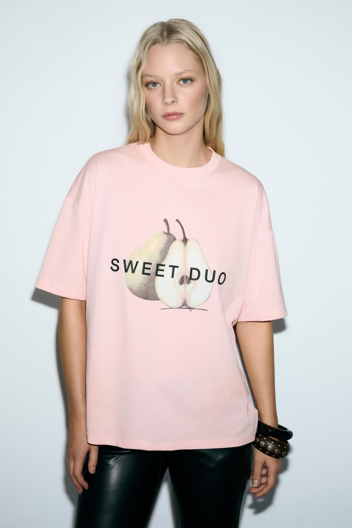 GRIMELANGE Damen Oversized Print-Shirt Lachs