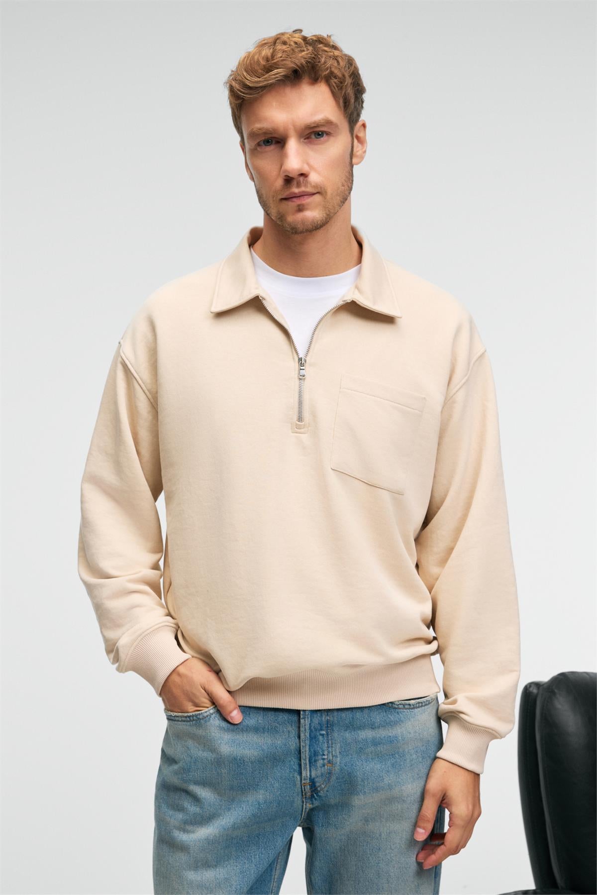 AUGUST Herren Baumwoll Sweatshirt
