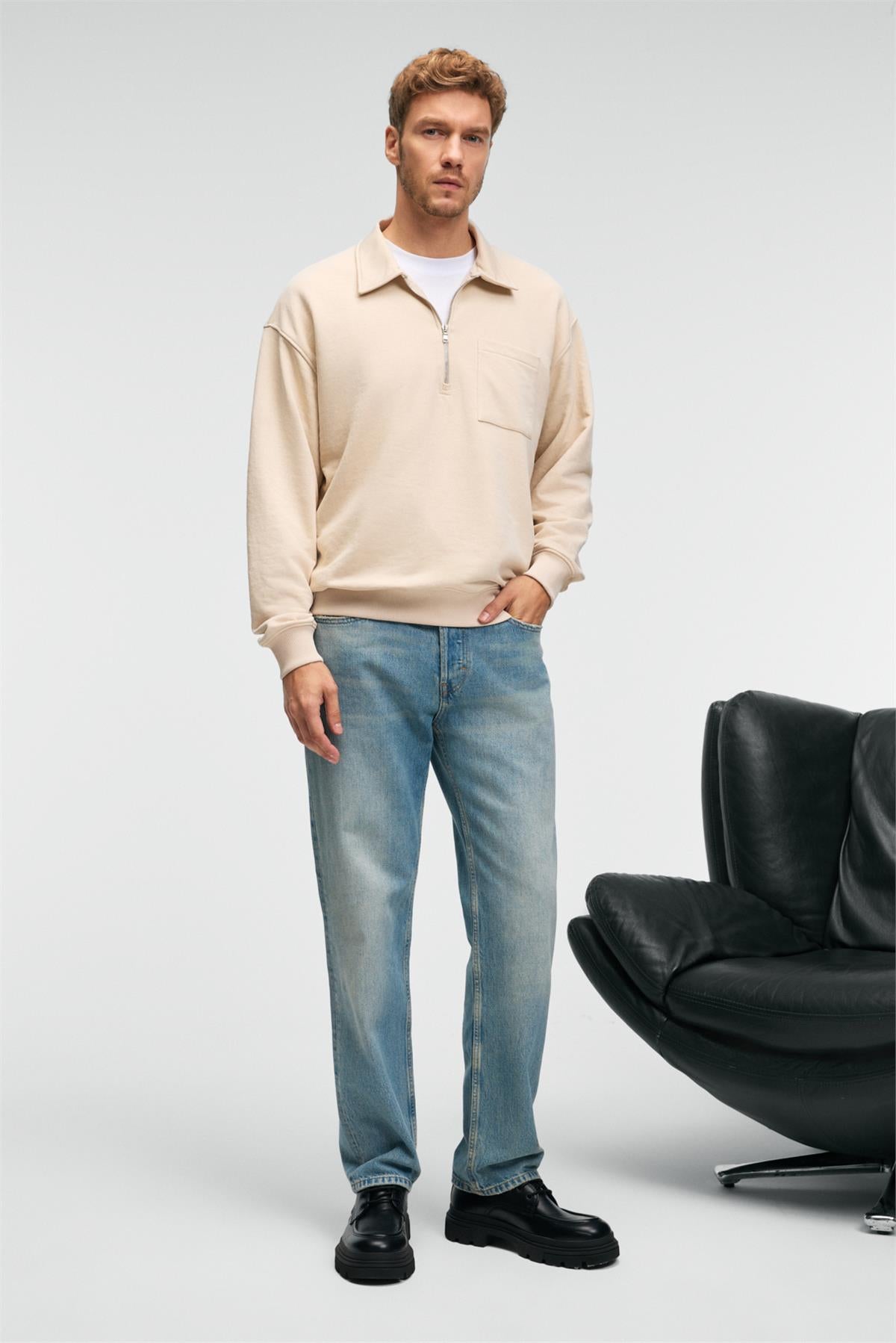 AUGUST Herren Baumwoll Sweatshirt
