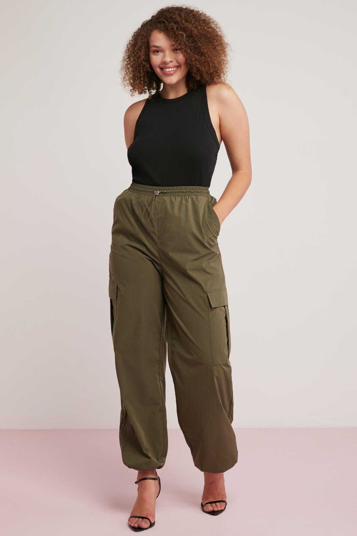ETHIQUET Damen Plus Size Cargohose Khaki