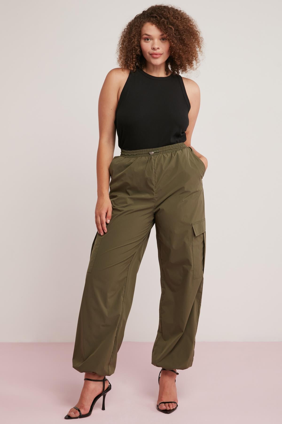 ETHIQUET Damen Plus Size Cargohose Khaki