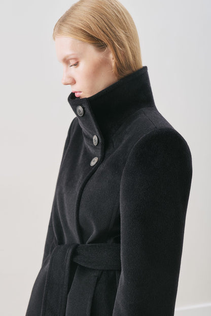 PREMIUM KASCHMIR-TRENCH-COAT, SCHWARZ.