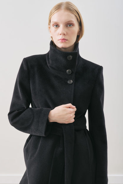 PREMIUM KASCHMIR-TRENCH-COAT, SCHWARZ.
