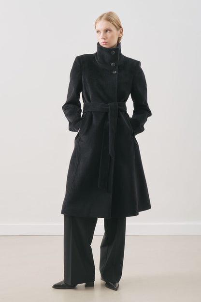 PREMIUM KASCHMIR-TRENCH-COAT, SCHWARZ.