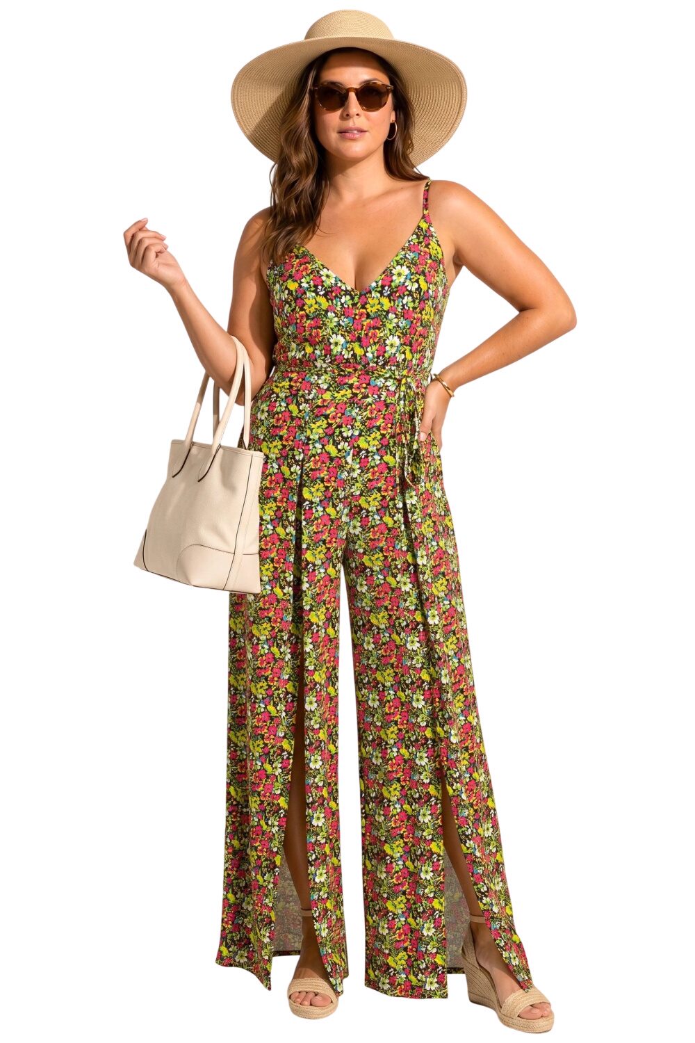 Verstellbarer Träger Jumpsuit mit Schlitz